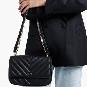 DKNY Veronica Quilted Shoulder Bag silver accents